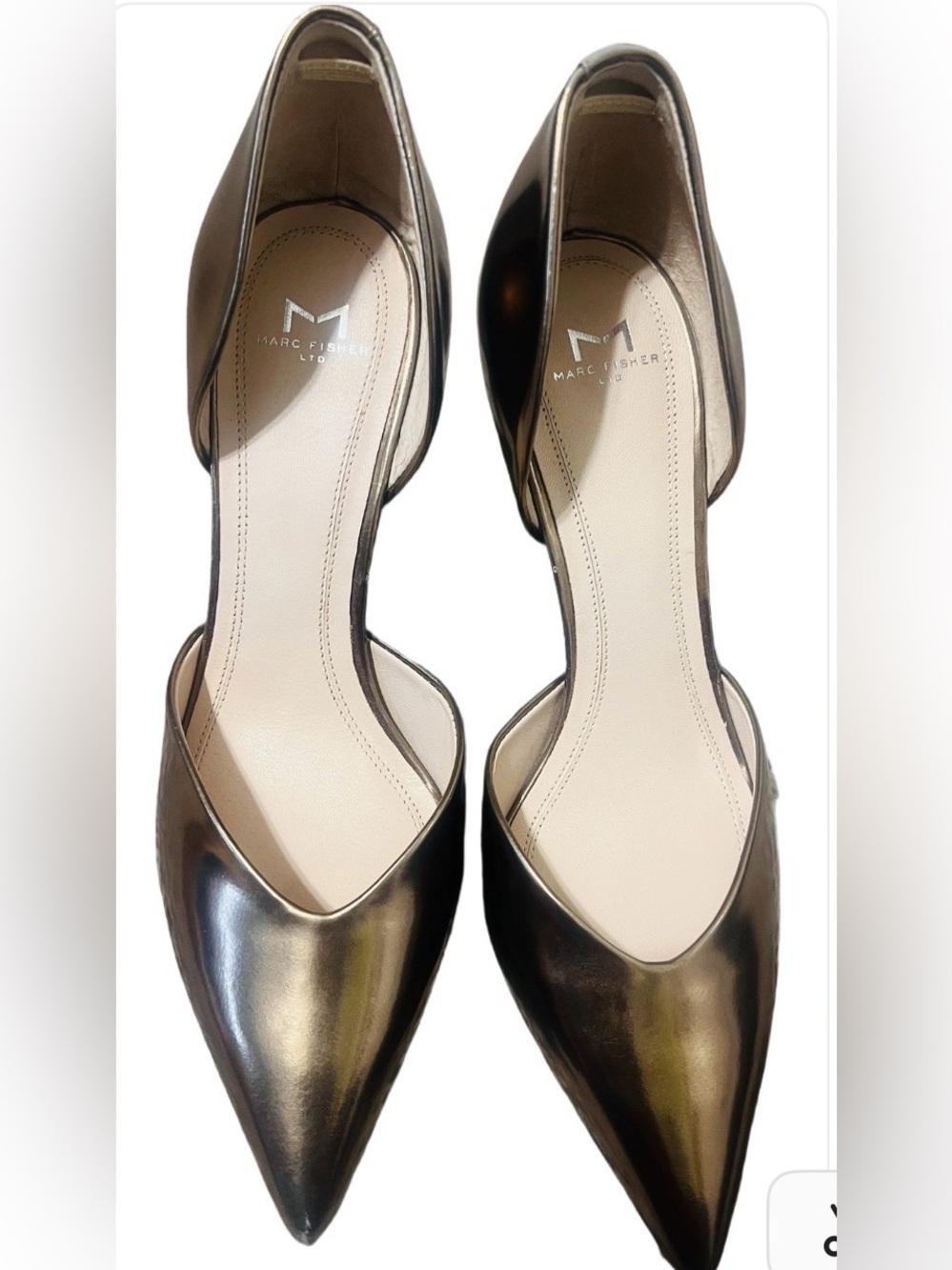 Marc Fisher Metallic Bronze Pointed D'Orsay Flats